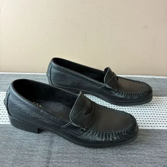 Dexter Comfort Women’s Handcrafted Black Pebble Leather  Loafer Shoes Size 8 - Picture 2 of 6
